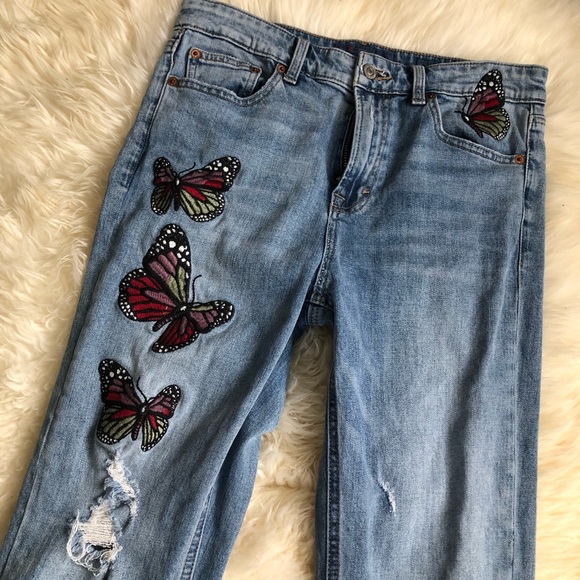butterfly patch jeans